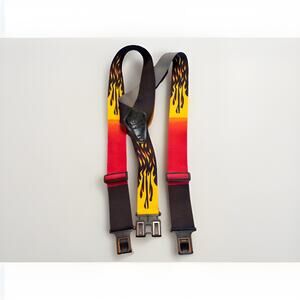 Vintage Perry Suspenders Flames Hook On Belt Made in USA